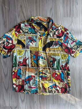 H&M Spider-Man Comic Panel Shirt - Red, Blue, Yellow, Black